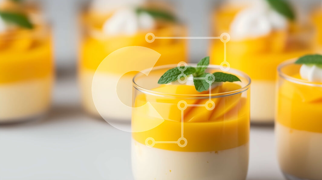 Σετ των 2 Intra Συλλεκτικό Ξύλινο Παζλ Plywood  4mm - Φλιτζάνια για επιδόρπιο μους μάνγκο με σαντιγί και φύλλα μέντας Σε Ξύλινο Κουτί - Διαστάσεις: 10x10 cm – 25 κομμάτια