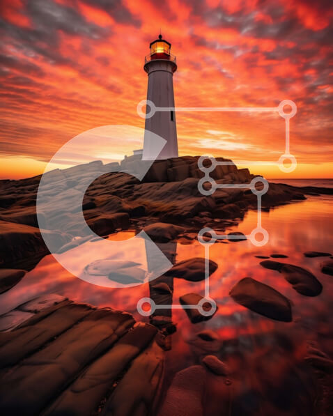 Intra Συλλεκτικό Ξύλινο Παζλ Plywood  4mm - Όμορφη εικόνα φάρου ηλιοβασιλέματος Σε Ξύλινο Κουτί - Διαστάσεις Puzzle: 10x10 cm – 25 κομμάτια