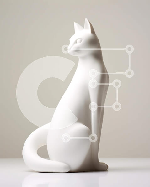 Intra Συλλεκτικό Ξύλινο Παζλ Plywood  4mm - Λευκό κεραμικό ειδώλιο γάτας σε άδειο τραπέζι Σε Ξύλινο Κουτί - Διαστάσεις: 10x10 cm – 25 κομμάτια