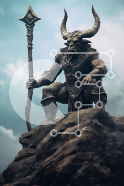 Intra Συλλεκτικό Ξύλινο Παζλ Plywood  4mm - Majestic Warrior με θέα το ομιχλώδες τοπίο με τα κέρατα και το δόρυ Σε Ξύλινο Κουτί - Διαστάσεις Puzzle: 10x10 cm – 25 κομμάτια