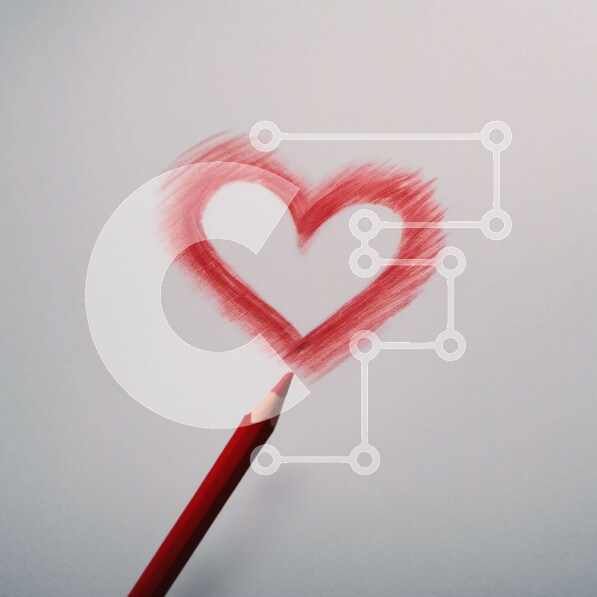 Intra Συλλεκτικό Ξύλινο Παζλ Plywood  4mm - Σκίτσο μιας καρδιάς με κόκκινο χρωματιστό μολύβι Σε Ξύλινο Κουτί - Διαστάσεις Puzzle: 10x10 cm – 25 κομμάτια