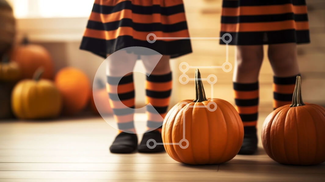 Intra Συλλεκτικό Ξύλινο Παζλ Plywood  4mm - Παιδιά με κοστούμια αποκριών με κολοκύθες στο ξύλινο πάτωμα Σε Ξύλινο Κουτί - Διαστάσεις Puzzle: 10x10 cm – 25 κομμάτια