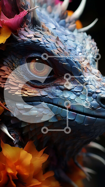 Σετ των 2 Intra Συλλεκτικό Ξύλινο Παζλ Plywood  4mm - Εκπληκτική εικόνα ενός μπλε δράκου με πολύχρωμα λουλούδια στη χαίτη και την ουρά του Σε Ξύλινο Κουτί - Διαστάσεις: 10x10 cm – 25 κομμάτια