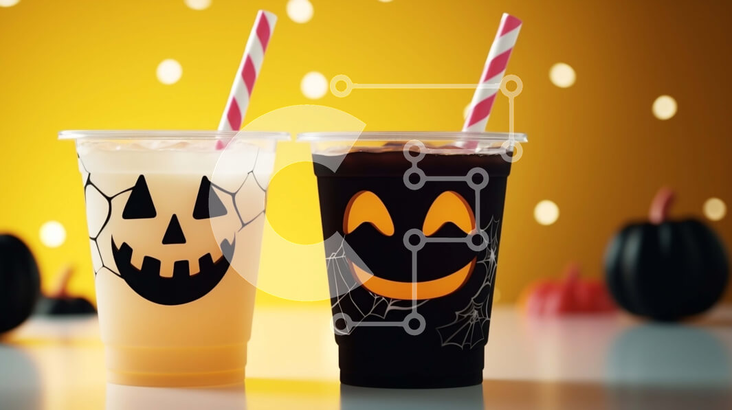 Intra Συλλεκτικό Ξύλινο Παζλ Plywood  4mm - Απόκριες πλαστικές κούπες με διακοσμητικά κολοκύθας και φαναριού Σε Ξύλινο Κουτί - Διαστάσεις: 10x10 cm – 25 κομμάτια