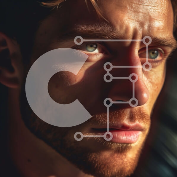 Intra Συλλεκτικό Ξύλινο Παζλ Plywood  4mm - Πορτρέτο ενός άνδρα με γένια και πράσινα μάτια Σε Ξύλινο Κουτί - Διαστάσεις Puzzle: 10x10 cm – 25 κομμάτια