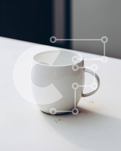 Σετ των 2 Intra Συλλεκτικό Ξύλινο Παζλ Plywood  4mm - Λευκό φλιτζάνι καφέ στο άδειο τραπέζι Σε Ξύλινο Κουτί - Διαστάσεις: 10x10 cm – 25 κομμάτια