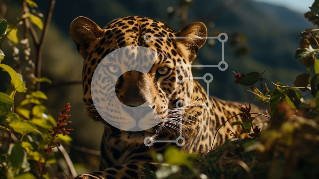 Σετ των 2 Intra Συλλεκτικό Ξύλινο Παζλ Plywood  4mm - Jaguar σε μια χλοώδη περιοχή με βουνά Σε Ξύλινο Κουτί - Διαστάσεις: 10x10 cm – 25 κομμάτια