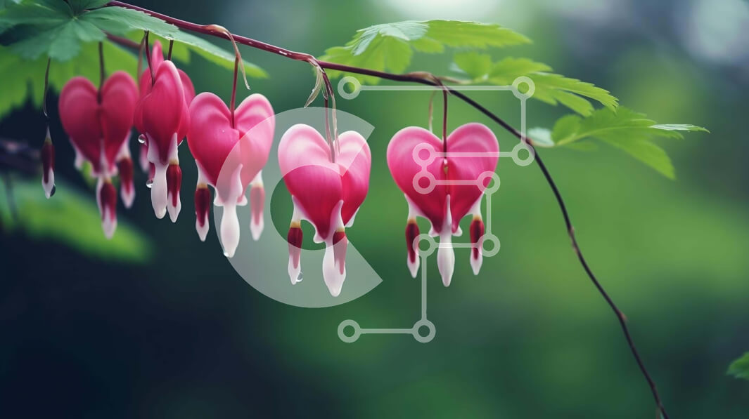 Intra Συλλεκτικό Ξύλινο Παζλ Plywood  4mm - Κοντινό πλάνο ροζ λουλουδιών σε σχήμα καρδιάς που κρέμονται από κλαδί δέντρου Σε Ξύλινο Κουτί - Διαστάσεις: 10x10 cm – 25 κομμάτια