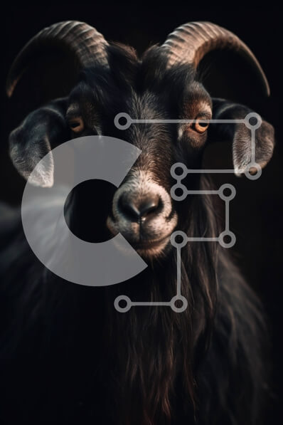 Σετ των 2 Intra Συλλεκτικό Ξύλινο Παζλ Plywood  4mm - Εικόνα μιας σοβαρής μαύρης κατσίκας με μακριά κέρατα Σε Ξύλινο Κουτί - Διαστάσεις: 10x10 cm – 25 κομμάτια