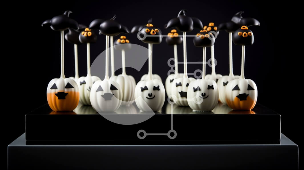 Σετ των 2 Intra Συλλεκτικό Ξύλινο Παζλ Plywood  4mm - Cake pops με ασπρόμαυρη διακόσμηση κολοκύθας σε ξυλάκια Σε Ξύλινο Κουτί - Διαστάσεις: 10x10 cm – 25 κομμάτια