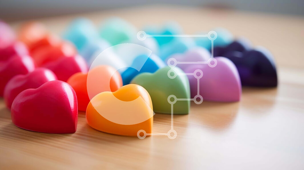 Intra Συλλεκτικό Ξύλινο Παζλ Plywood  4mm - Πολύχρωμα παιχνίδια σε σχήμα καρδιάς σε ξύλινο τραπέζι Σε Ξύλινο Κουτί - Διαστάσεις: 10x10 cm – 25 κομμάτια