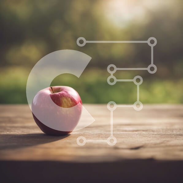 Σετ των 2 Intra Συλλεκτικό Ξύλινο Παζλ Plywood  4mm - Φρέσκο ​​και ώριμο κόκκινο μήλο σε ένα ξύλινο τραπέζι Σε Ξύλινο Κουτί - Διαστάσεις: 10x10 cm – 25 κομμάτια