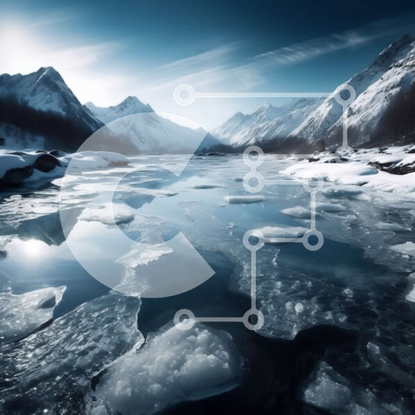 Intra Συλλεκτικό Ξύλινο Παζλ Plywood  4mm - Όμορφη εικόνα μιας παγωμένης λίμνης και χιονισμένων βουνών Σε Ξύλινο Κουτί - Διαστάσεις: 10x10 cm – 25 κομμάτια