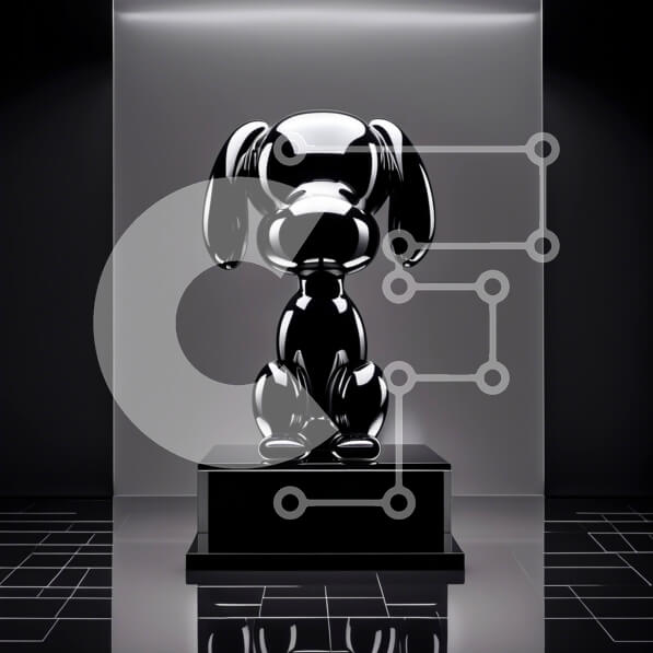 Intra Συλλεκτικό Ξύλινο Παζλ Plywood  4mm - Εκπληκτική ασπρόμαυρη φωτογραφία αγάλματος σκύλου σε δραματικό σκηνικό Σε Ξύλινο Κουτί - Διαστάσεις: 10x10 cm – 25 κομμάτια