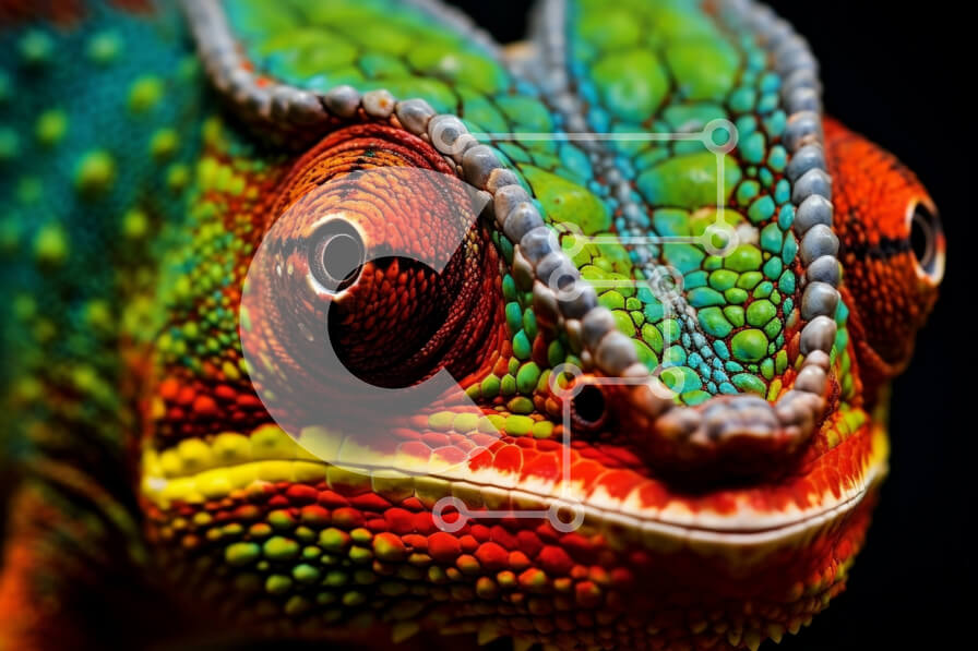 Σετ των 2 Intra Συλλεκτικό Ξύλινο Παζλ Plywood  4mm - Ζωντανή εικόνα του προσώπου ενός χαμαιλέοντα σε κοντινή απόσταση Σε Ξύλινο Κουτί - Διαστάσεις: 10x10 cm – 25 κομμάτια