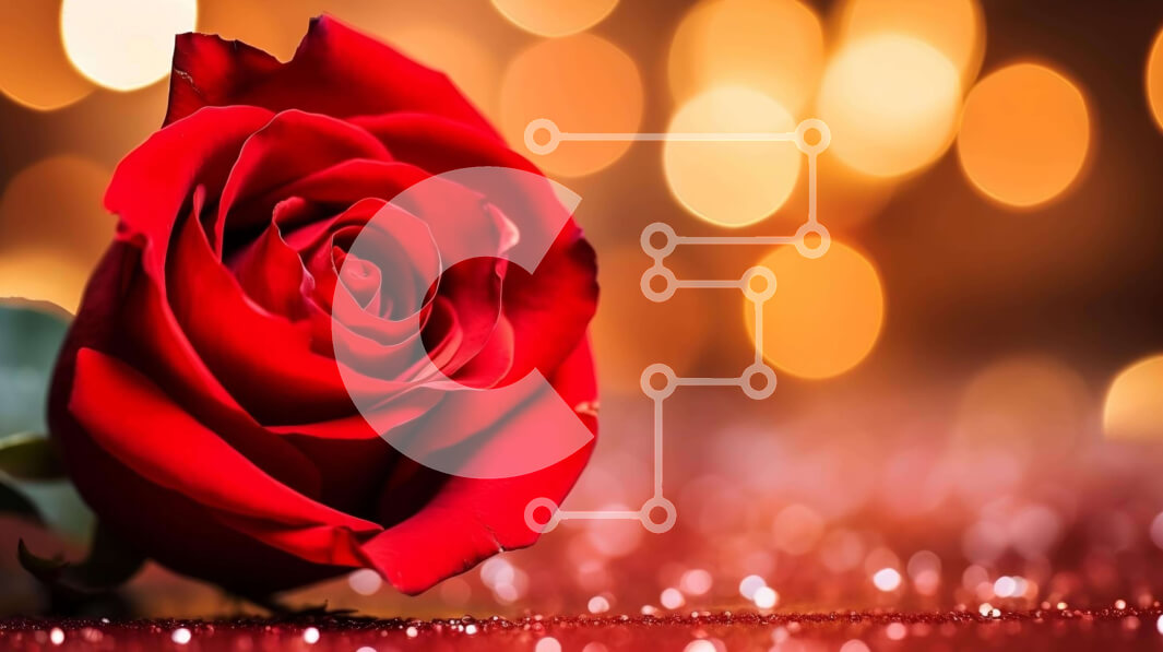 Intra Συλλεκτικό Ξύλινο Παζλ Plywood  4mm - Ρομαντικό κόκκινο τριαντάφυλλο με φόντο λαμπερά φώτα Σε Ξύλινο Κουτί - Διαστάσεις Puzzle: 10x10 cm – 25 κομμάτια