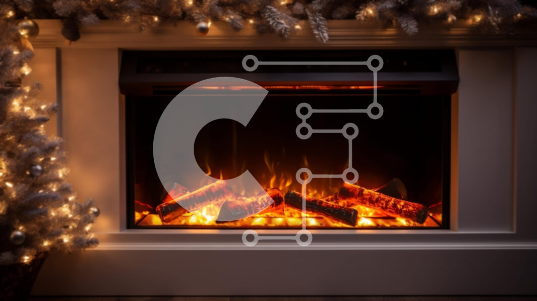 Intra Συλλεκτικό Ξύλινο Παζλ Plywood  4mm - Άνετο χριστουγεννιάτικο τζάκι με λευκά χριστουγεννιάτικα δέντρα Σε Ξύλινο Κουτί - Διαστάσεις: 10x10 cm – 25 κομμάτια