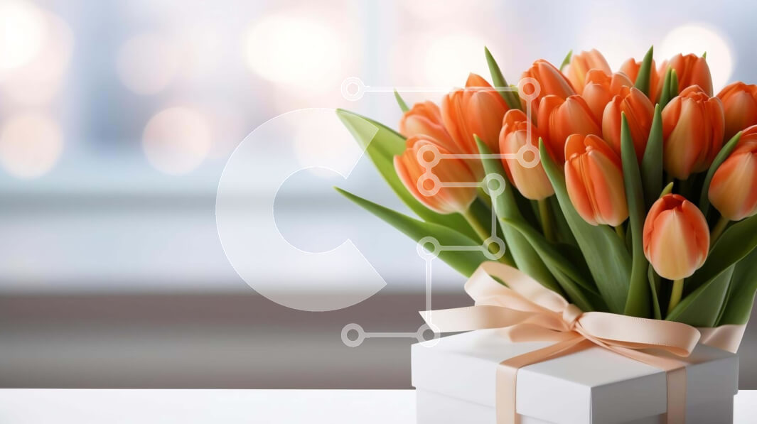 Intra Συλλεκτικό Ξύλινο Παζλ Plywood  4mm - Φρέσκες πορτοκαλί τουλίπες σε λευκό κουτί δώρου Σε Ξύλινο Κουτί - Διαστάσεις: 10x10 cm – 25 κομμάτια