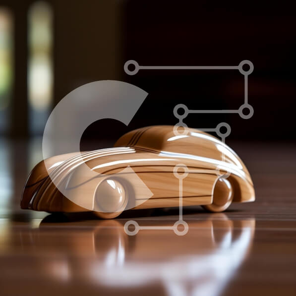 Intra Συλλεκτικό Ξύλινο Παζλ Plywood  4mm - Ξύλινο αυτοκίνητο σε ξύλινο πάτωμα Σε Ξύλινο Κουτί - Διαστάσεις: 10x10 cm – 25 κομμάτια