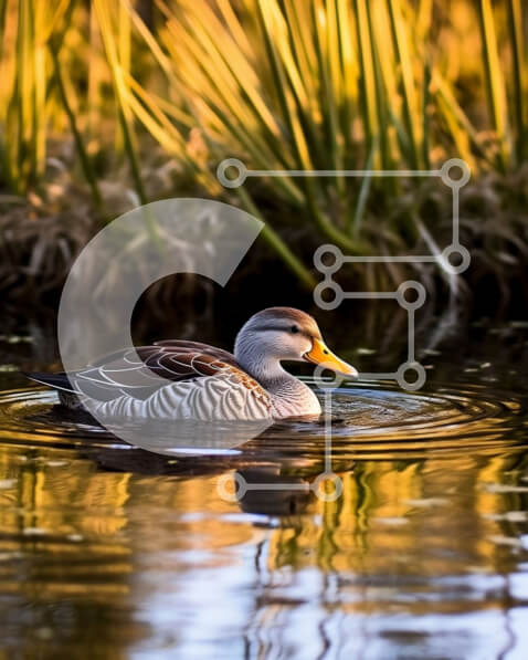 Intra Συλλεκτικό Ξύλινο Παζλ Plywood  4mm - Όμορφη εικόνα μιας πάπιας που κολυμπά σε μια λίμνη με καλάμια στο φόντο Σε Ξύλινο Κουτί - Διαστάσεις: 10x10 cm – 25 κομμάτια