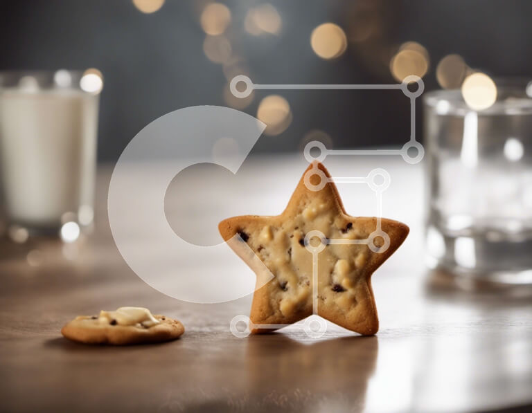 Σετ των 2 Intra Συλλεκτικό Ξύλινο Παζλ Plywood  4mm - Μπισκότο σε σχήμα αστεριού με γάλα και νερό Σε Ξύλινο Κουτί - Διαστάσεις: 10x10 cm – 25 κομμάτια