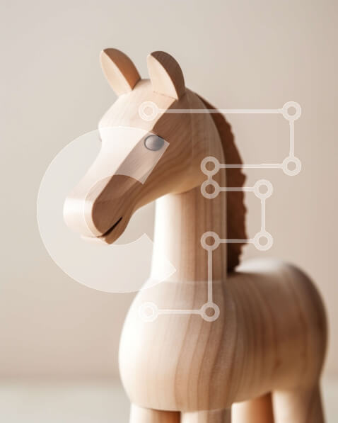 Intra Συλλεκτικό Ξύλινο Παζλ Plywood  4mm - Αξιολάτρευτο ξύλινο παιχνίδι αλόγων με φιλική έκφραση Σε Ξύλινο Κουτί - Διαστάσεις: 10x10 cm – 25 κομμάτια