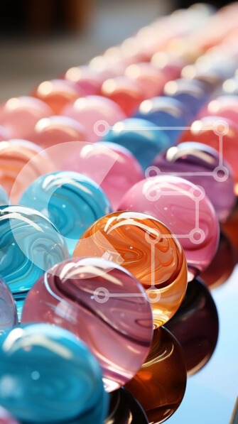 Intra Συλλεκτικό Ξύλινο Παζλ Plywood  4mm - Ζωντανή εικόνα από πολύχρωμα γυάλινα μάρμαρα σε ένα τραπέζι Σε Ξύλινο Κουτί - Διαστάσεις: 10x10 cm – 25 κομμάτια