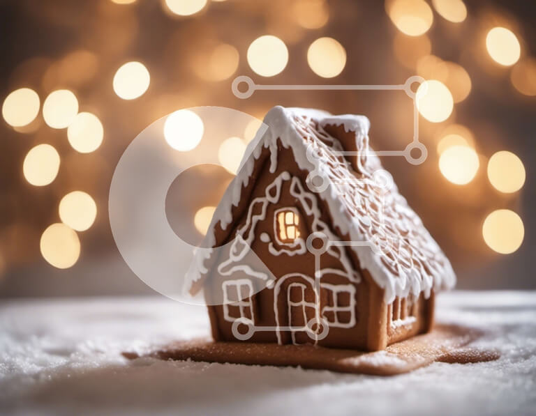 Intra Συλλεκτικό Ξύλινο Παζλ Plywood  4mm - Gingerbread House Στολίδι στο χιόνι με φώτα Σε Ξύλινο Κουτί - Διαστάσεις: 10x10 cm – 25 κομμάτια