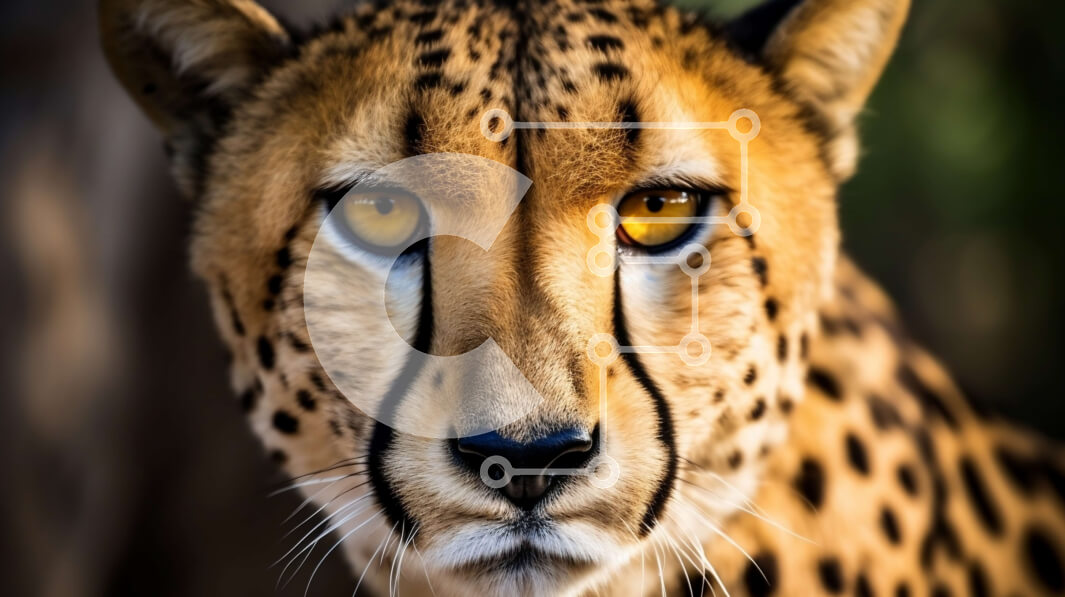 Intra Συλλεκτικό Ξύλινο Παζλ Plywood  4mm - Κοντινό πλάνο του προσώπου ενός τσιτάχ με έντονο βλέμμα Σε Ξύλινο Κουτί - Διαστάσεις: 10x10 cm – 25 κομμάτια