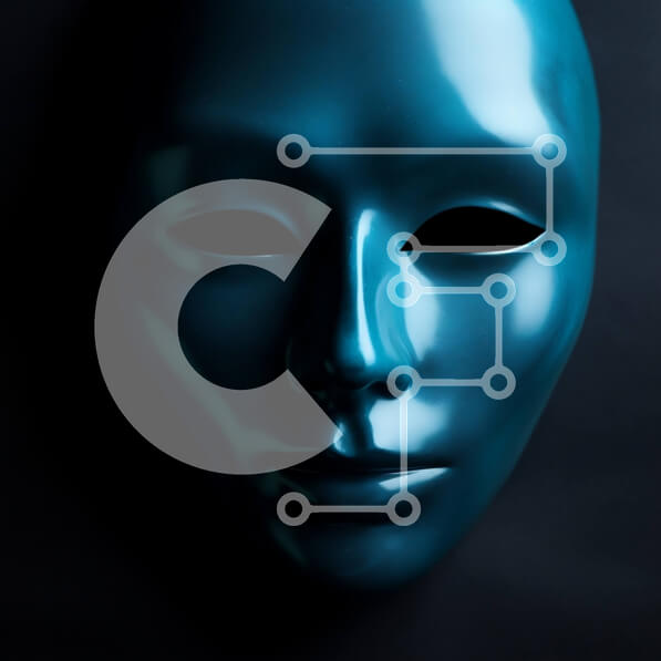 Σετ των 2 Intra Συλλεκτικό Ξύλινο Παζλ Plywood  4mm - Μπλε μάσκα σε μαύρο φόντο Σε Ξύλινο Κουτί - Διαστάσεις: 10x10 cm – 25 κομμάτια