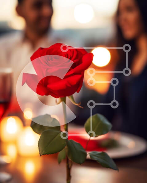 Intra Συλλεκτικό Ξύλινο Παζλ Plywood  4mm - Ρομαντικό δείπνο με κρασί και τριαντάφυλλο Σε Ξύλινο Κουτί - Διαστάσεις Puzzle: 10x10 cm – 25 κομμάτια