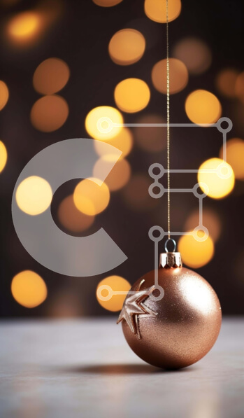 Intra Συλλεκτικό Ξύλινο Παζλ Plywood  4mm - Στολίδι Χρυσή Μπάλα που κρέμεται από κορδόνι με φώτα Bokeh Σε Ξύλινο Κουτί - Διαστάσεις: 10x10 cm – 25 κομμάτια