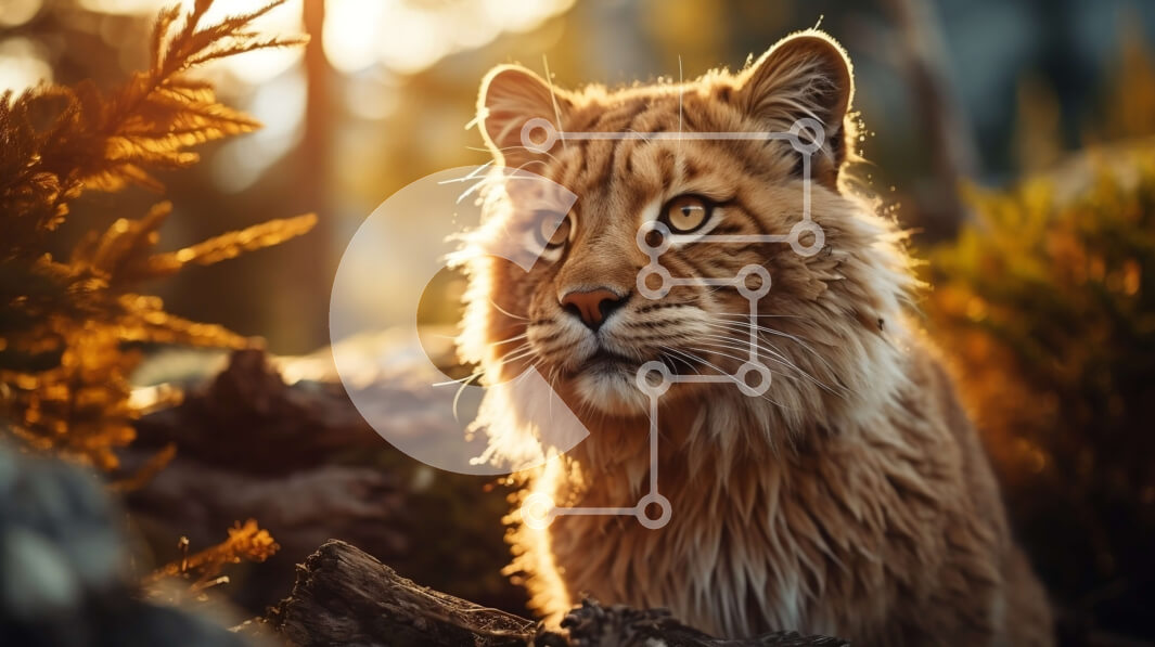 Σετ των 2 Intra Συλλεκτικό Ξύλινο Παζλ Plywood  4mm - Golden Brown Lynx σε ένα ξέφωτο δάσους Σε Ξύλινο Κουτί - Διαστάσεις: 10x10 cm – 25 κομμάτια