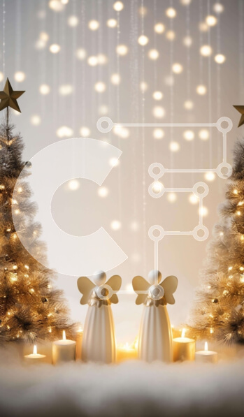 Intra Συλλεκτικό Ξύλινο Παζλ Plywood  4mm - Ειδώλια αγγέλων που κάθονται μπροστά από ένα χιονισμένο χριστουγεννιάτικο δέντρο Σε Ξύλινο Κουτί - Διαστάσεις: 10x10 cm – 25 κομμάτια