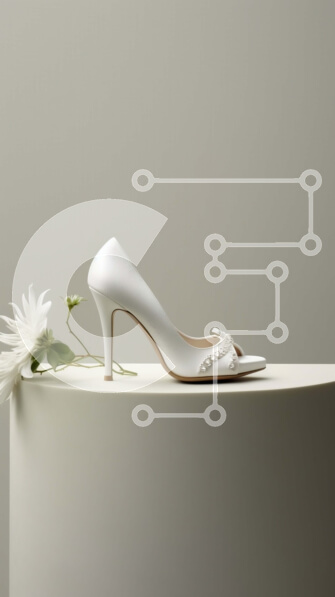 Intra Συλλεκτικό Ξύλινο Παζλ Plywood  4mm - Κομψό λευκό ψηλοτάκουνο παπούτσι με φιόγκο και λουράκι στον αστράγαλο Σε Ξύλινο Κουτί - Διαστάσεις Puzzle: 10x10 cm – 25 κομμάτια