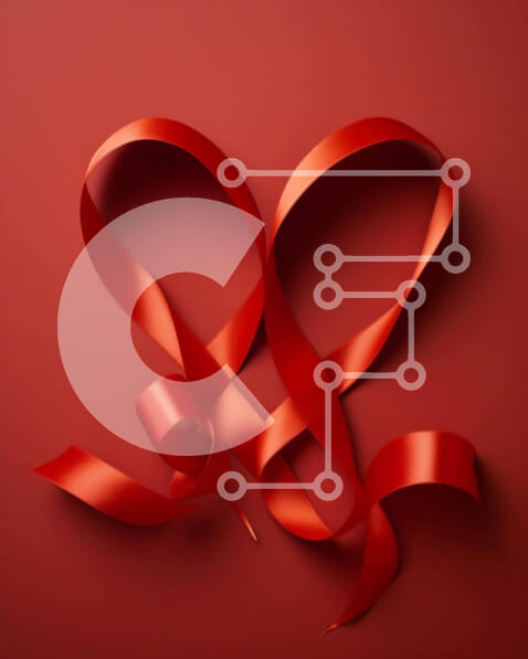 Intra Συλλεκτικό Ξύλινο Παζλ Plywood  4mm - Κόκκινες κορδέλες καρδιάς σε ζωντανό φόντο Σε Ξύλινο Κουτί - Διαστάσεις Puzzle: 10x10 cm – 25 κομμάτια