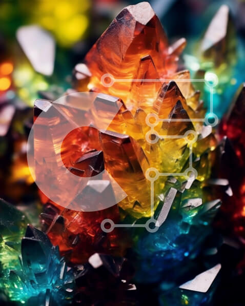 Intra Συλλεκτικό Ξύλινο Παζλ Plywood  4mm - Όμορφη κοντινή εικόνα ενός συμπλέγματος πολύχρωμων κρυστάλλων Σε Ξύλινο Κουτί - Διαστάσεις: 10x10 cm – 25 κομμάτια