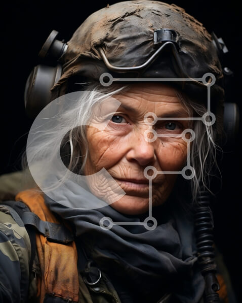 Intra Συλλεκτικό Ξύλινο Παζλ Plywood  4mm - Φωτογραφία ηλικιωμένης γυναίκας με κράνος και γυαλιά Σε Ξύλινο Κουτί - Διαστάσεις Puzzle: 10x10 cm – 25 κομμάτια