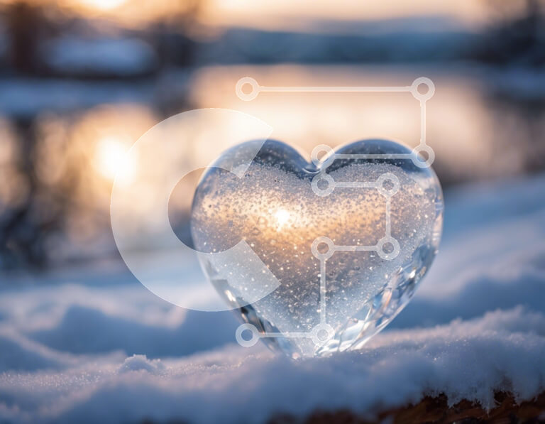 Intra Συλλεκτικό Ξύλινο Παζλ Plywood  4mm - Γλυπτό πάγου σε σχήμα καρδιάς στο χιόνι Σε Ξύλινο Κουτί - Διαστάσεις: 10x10 cm – 25 κομμάτια