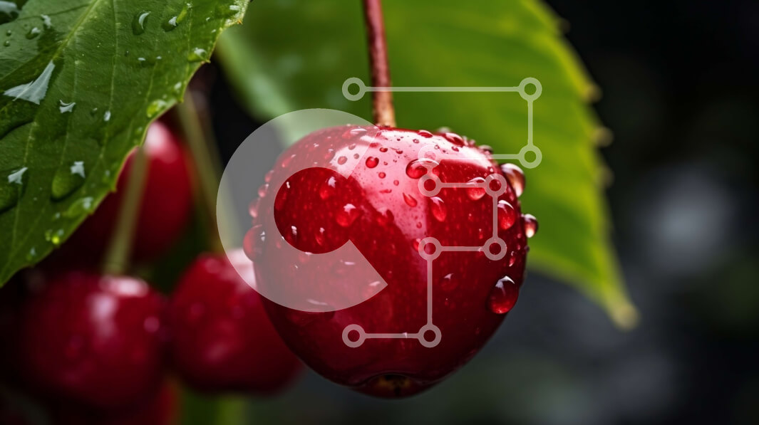 Intra Συλλεκτικό Ξύλινο Παζλ Plywood  4mm - Κόκκινο κεράσι με σταγονίδια νερού Σε Ξύλινο Κουτί - Διαστάσεις: 10x10 cm – 25 κομμάτια