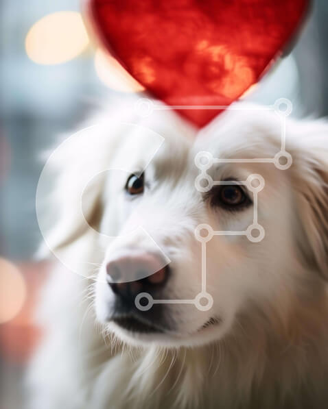 Σετ των 2 Intra Συλλεκτικό Ξύλινο Παζλ Plywood  4mm - Λευκό σκυλί με κόκκινη καρδιά που κρέμεται από το κεφάλι Σε Ξύλινο Κουτί - Διαστάσεις: 10x10 cm – 25 κομμάτια