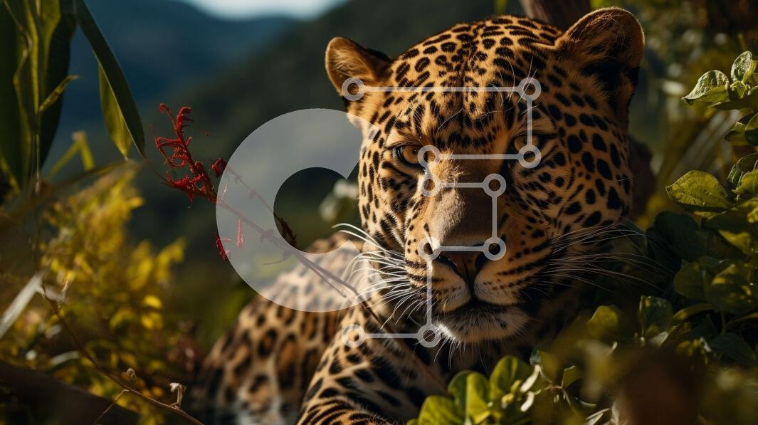 Σετ των 2 Intra Συλλεκτικό Ξύλινο Παζλ Plywood  4mm - Λεοπάρδαλη κάθεται σε έναν θάμνο με κλειστά μάτια Σε Ξύλινο Κουτί - Διαστάσεις: 10x10 cm – 25 κομμάτια