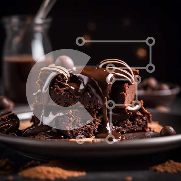 Σετ των 2 Intra Συλλεκτικό Ξύλινο Παζλ Plywood  4mm - Νόστιμο Brownie με φοντάν σοκολάτας με σάλτσα σοκολάτας Σε Ξύλινο Κουτί - Διαστάσεις: 10x10 cm – 25 κομμάτια