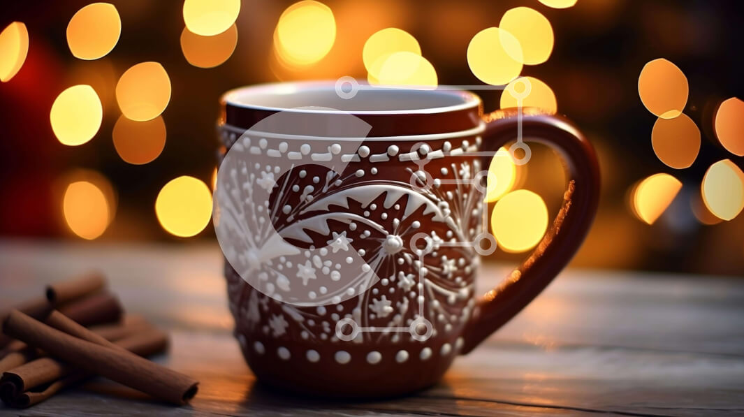 Σετ των 2 Intra Συλλεκτικό Ξύλινο Παζλ Plywood  4mm - Χριστουγεννιάτικη κούπα καφέ με ξυλάκια κανέλας και κηροπήγια Σε Ξύλινο Κουτί - Διαστάσεις: 10x10 cm – 25 κομμάτια