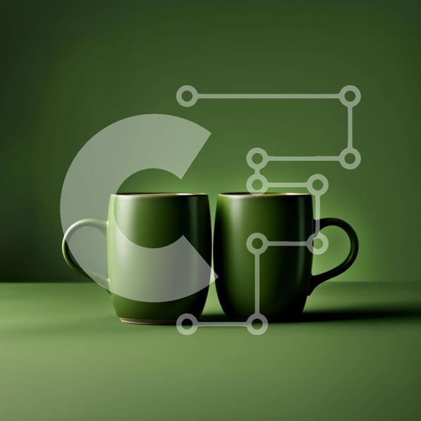 Intra Συλλεκτικό Ξύλινο Παζλ Plywood  4mm - Δύο πράσινες κούπες σε ένα τραπέζι Σε Ξύλινο Κουτί - Διαστάσεις Puzzle: 10x10 cm – 25 κομμάτια