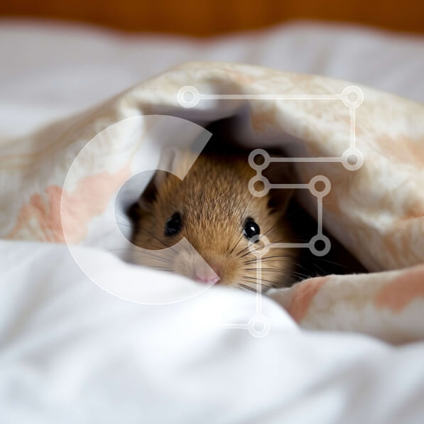 Intra Συλλεκτικό Ξύλινο Παζλ Plywood  4mm - Χαριτωμένη φωτογραφία του ποντικιού που κρυφοκοιτάζει κάτω από μια λευκή κουβέρτα Σε Ξύλινο Κουτί - Διαστάσεις: 10x10 cm – 25 κομμάτια