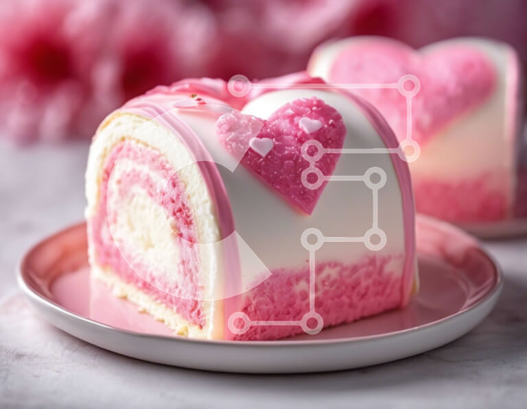 Σετ των 2 Intra Συλλεκτικό Ξύλινο Παζλ Plywood  4mm - Ροζ και Λευκό Κέικ σε σχήμα καρδιάς για ειδικές περιστάσεις Σε Ξύλινο Κουτί - Διαστάσεις: 10x10 cm – 25 κομμάτια