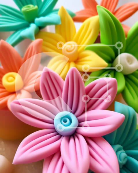 Intra Συλλεκτικό Ξύλινο Παζλ Plywood  4mm - Πολύχρωμα πλαστικά λουλούδια σε κυκλική διάταξη Σε Ξύλινο Κουτί - Διαστάσεις: 10x10 cm – 25 κομμάτια