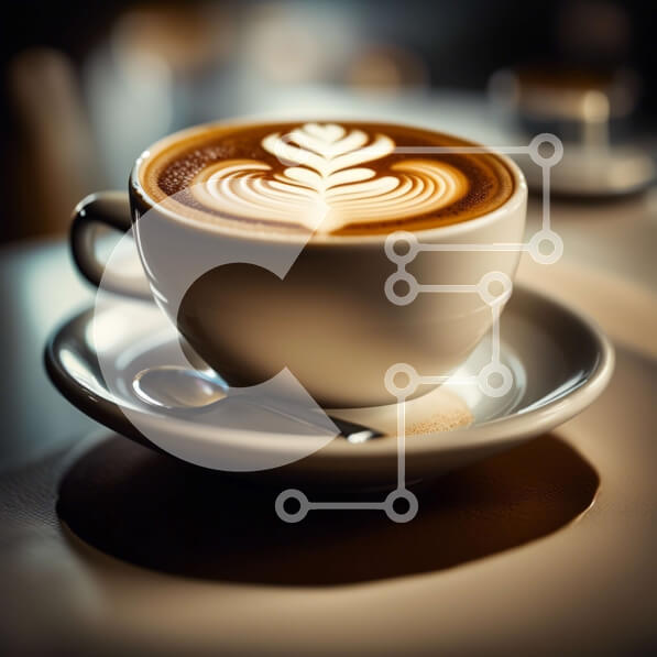 Σετ των 2 Intra Συλλεκτικό Ξύλινο Παζλ Plywood  4mm - Κομψό λευκό φλιτζάνι καφέ με σχέδιο φύλλων σε πιατάκι και κουτάλι Σε Ξύλινο Κουτί - Διαστάσεις: 10x10 cm – 25 κομμάτια