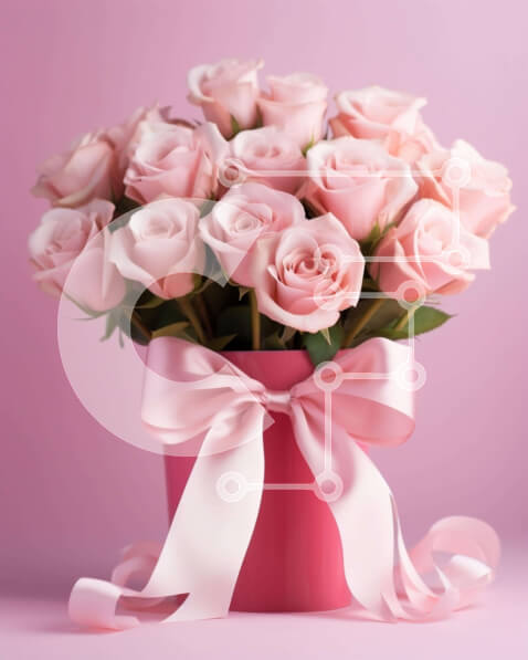 Intra Συλλεκτικό Ξύλινο Παζλ Plywood  4mm - Ροζ τριαντάφυλλα σε βάζο με πράσινο Σε Ξύλινο Κουτί - Διαστάσεις Puzzle: 10x10 cm – 25 κομμάτια